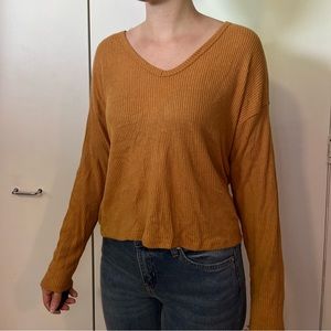 Hearts& hips. Golden yellow/tan long sleeve with back detail